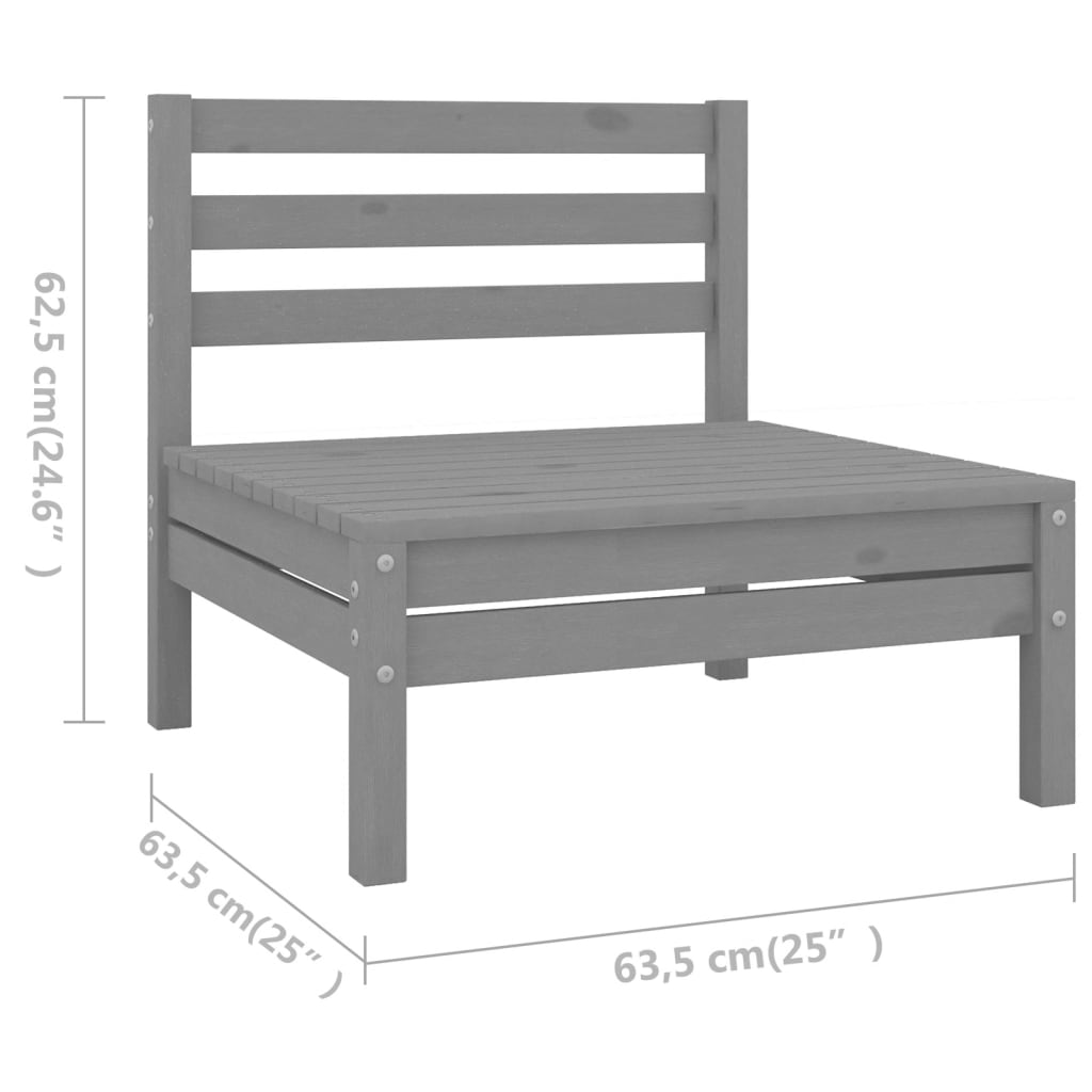 6 Piece Garden Lounge Set Solid Pinewood Grey - Newstart Furniture