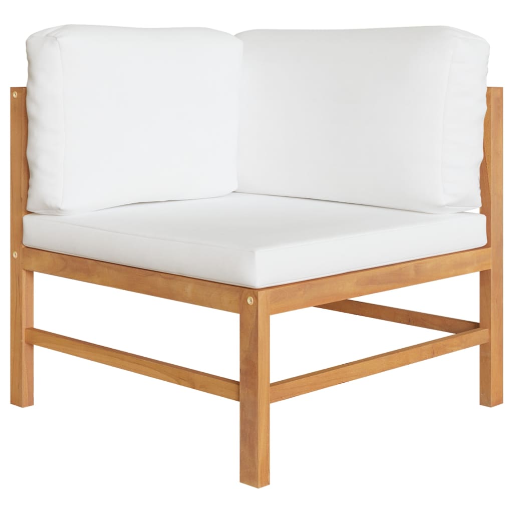 6 Piece Garden Lounge Set with Cream Cushions Solid Teak Wood - Newstart Furniture