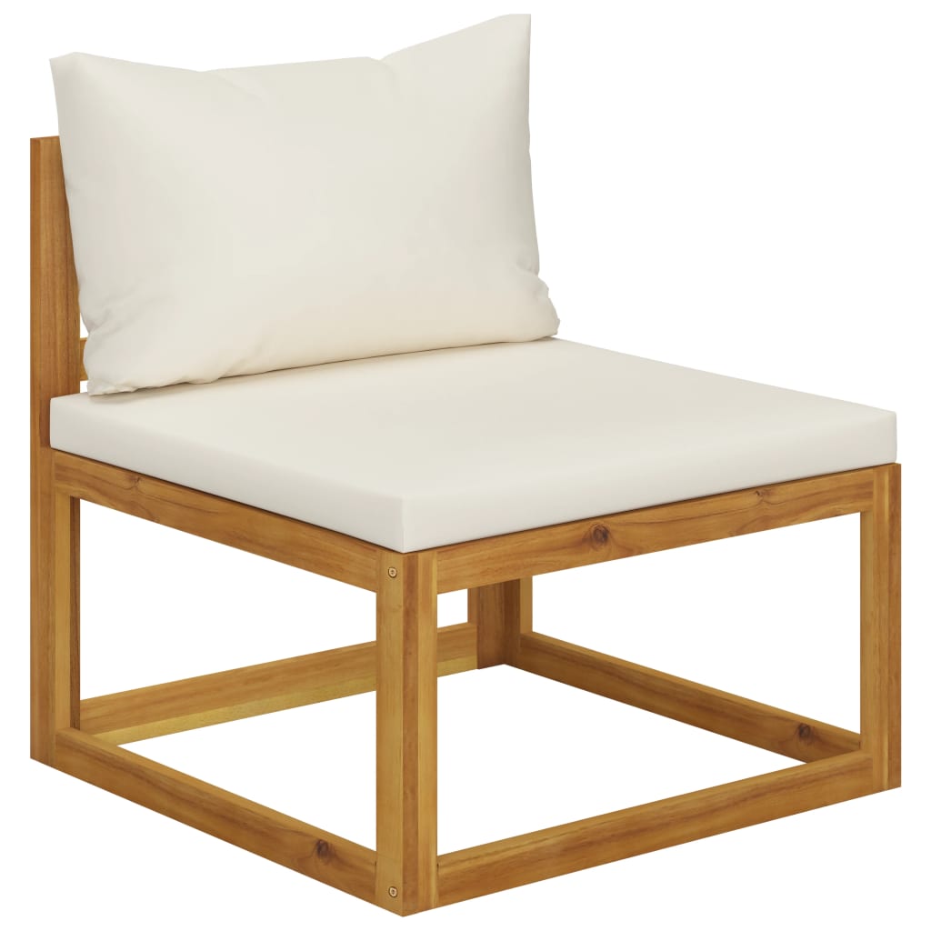 6 Piece Garden Lounge Set with Cushion Cream Solid Acacia Wood - Newstart Furniture