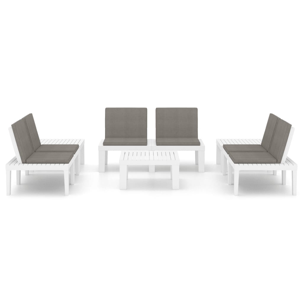 6 Piece Garden Lounge Set with Cushions Plastic White - Newstart Furniture