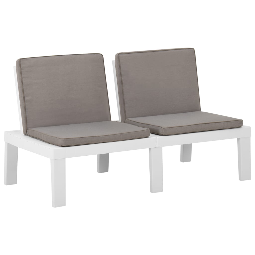 6 Piece Garden Lounge Set with Cushions Plastic White - Newstart Furniture