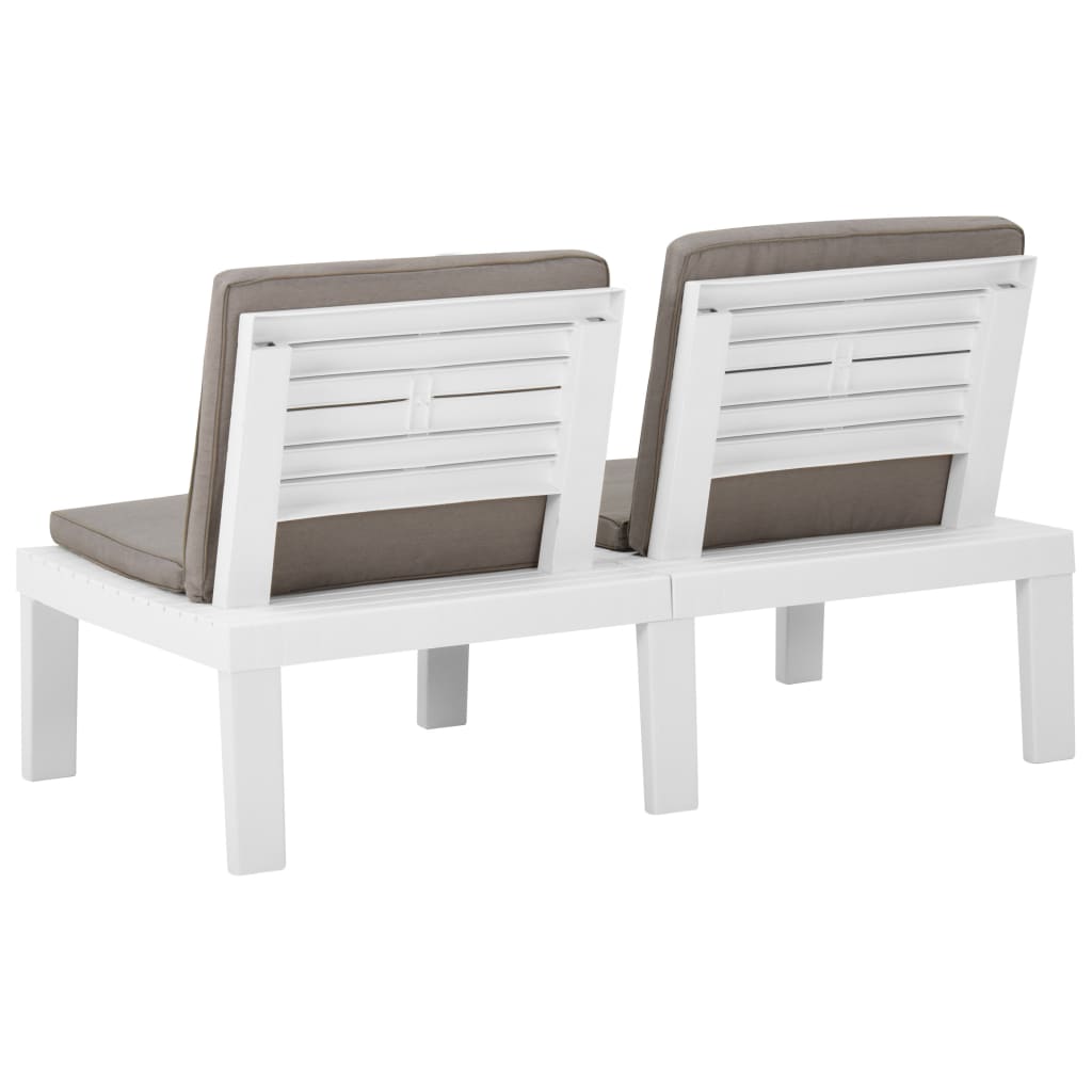 6 Piece Garden Lounge Set with Cushions Plastic White - Newstart Furniture