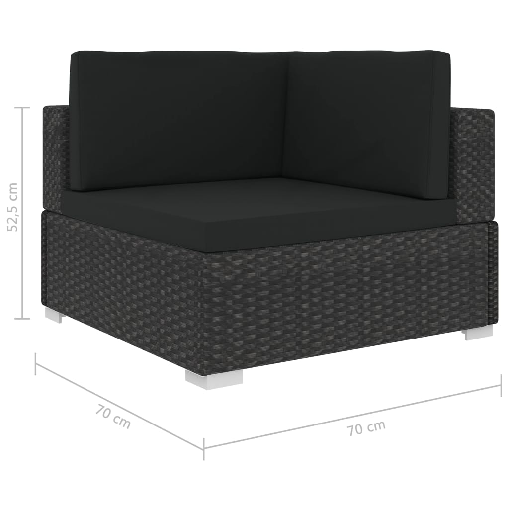 6 Piece Garden Lounge Set with Cushions Poly Rattan Black - Newstart Furniture