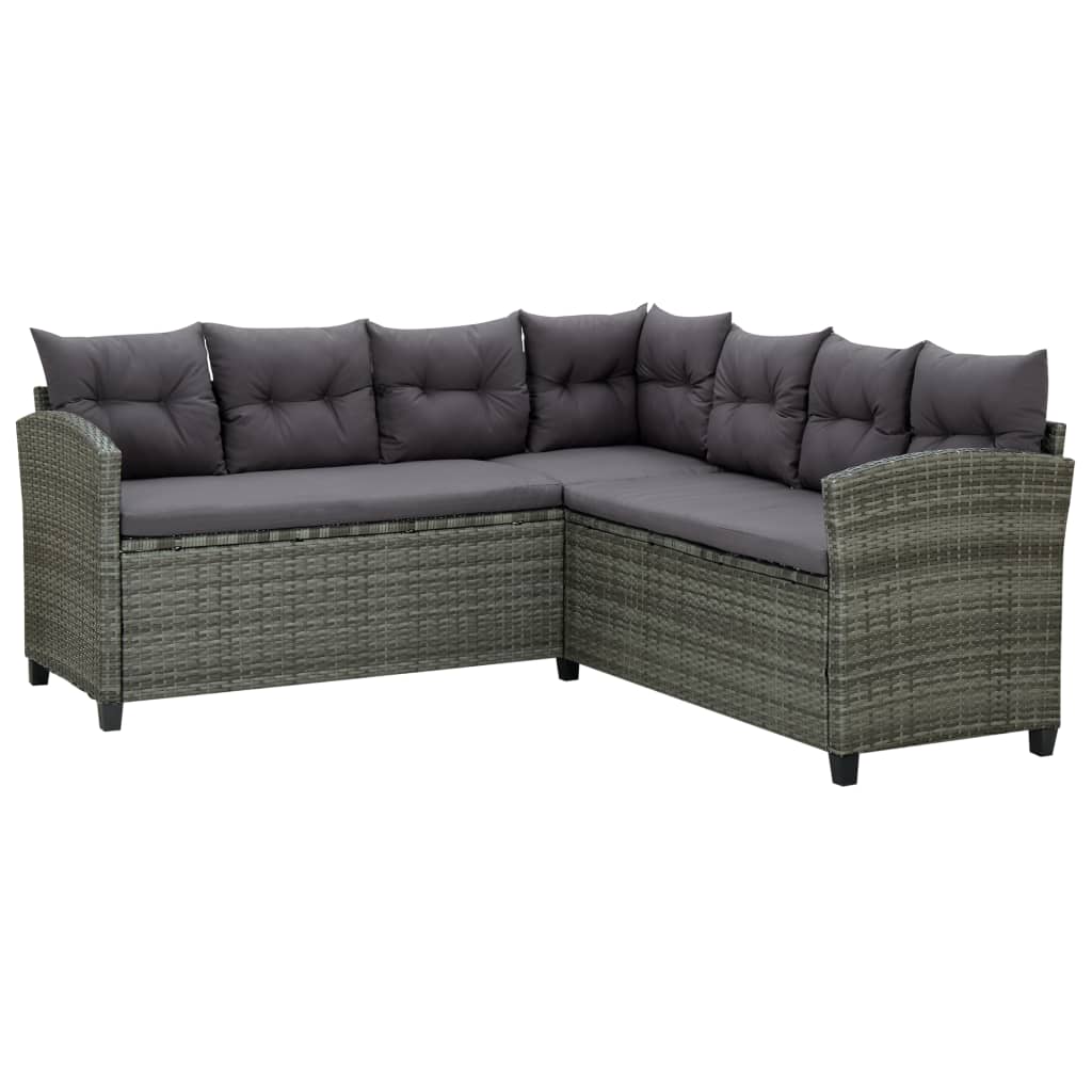 6 Piece Garden Lounge Set with Cushions Poly Rattan Black - Newstart Furniture