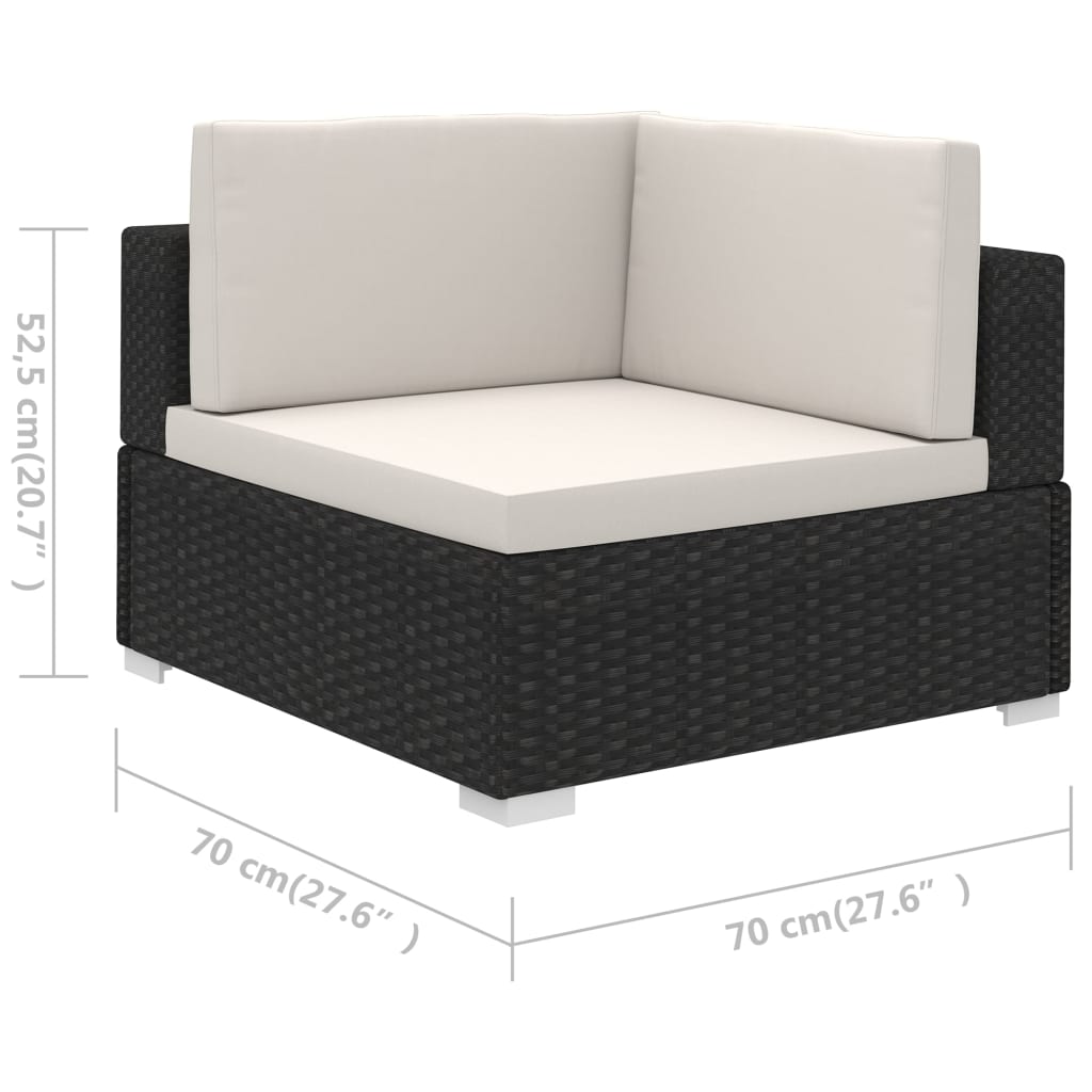 6 Piece Garden Lounge Set with Cushions Poly Rattan Black - Newstart Furniture