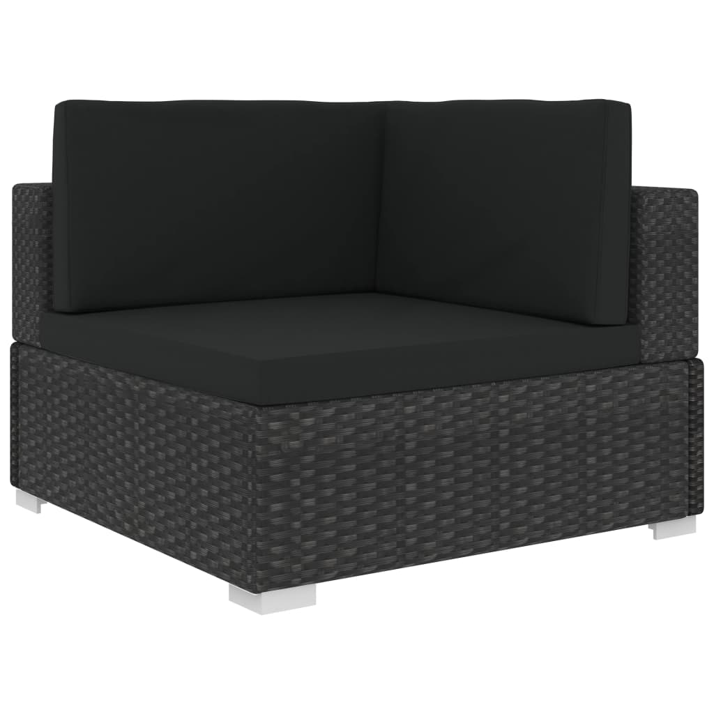 6 Piece Garden Lounge Set with Cushions Poly Rattan Black - Newstart Furniture