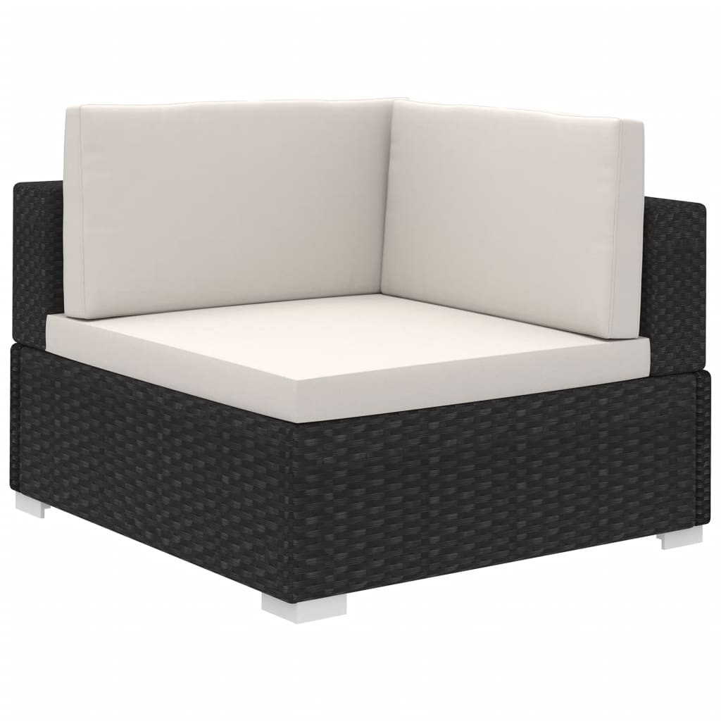 6 Piece Garden Lounge Set with Cushions Poly Rattan Black - Newstart Furniture