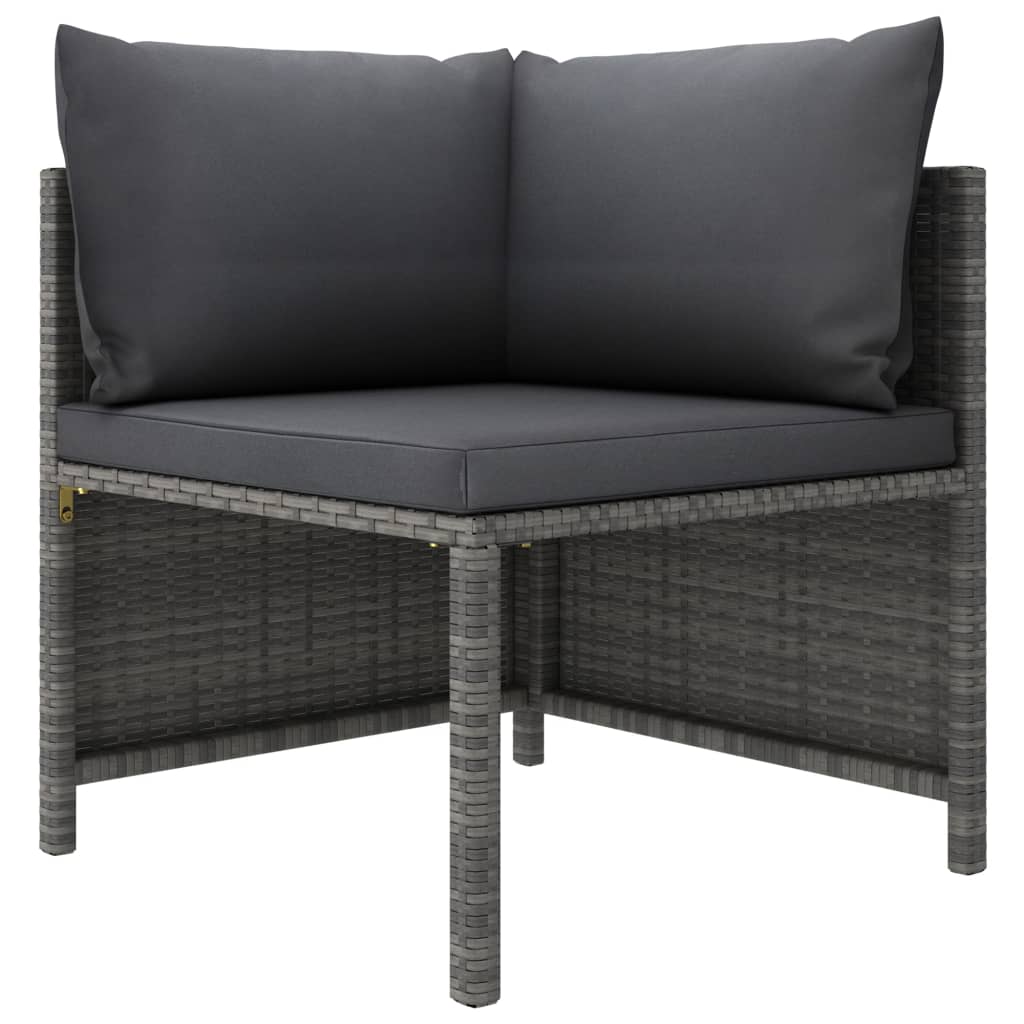 6 Piece Garden Lounge Set with Cushions Poly Rattan Grey - Newstart Furniture