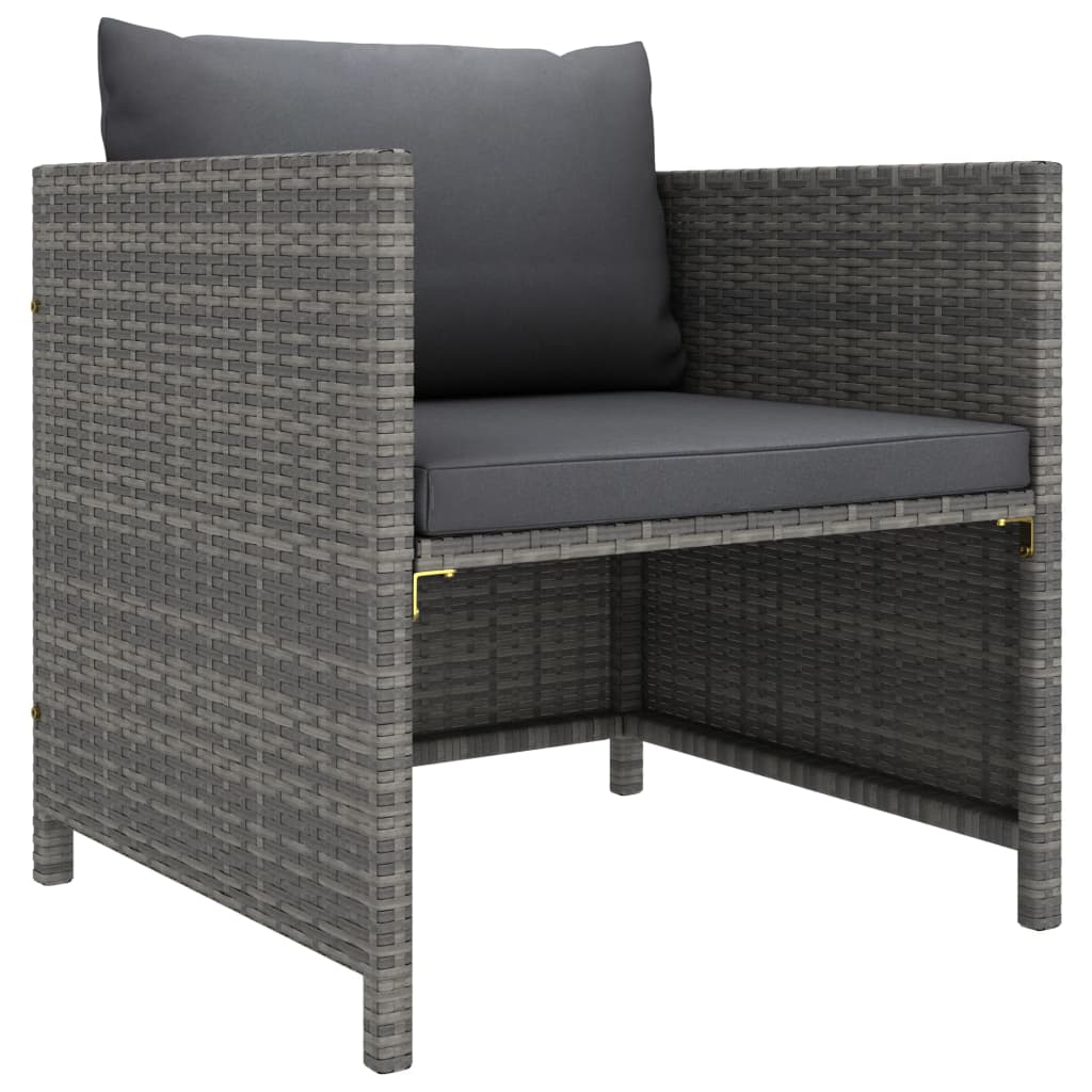 6 Piece Garden Lounge Set with Cushions Poly Rattan Grey - Newstart Furniture