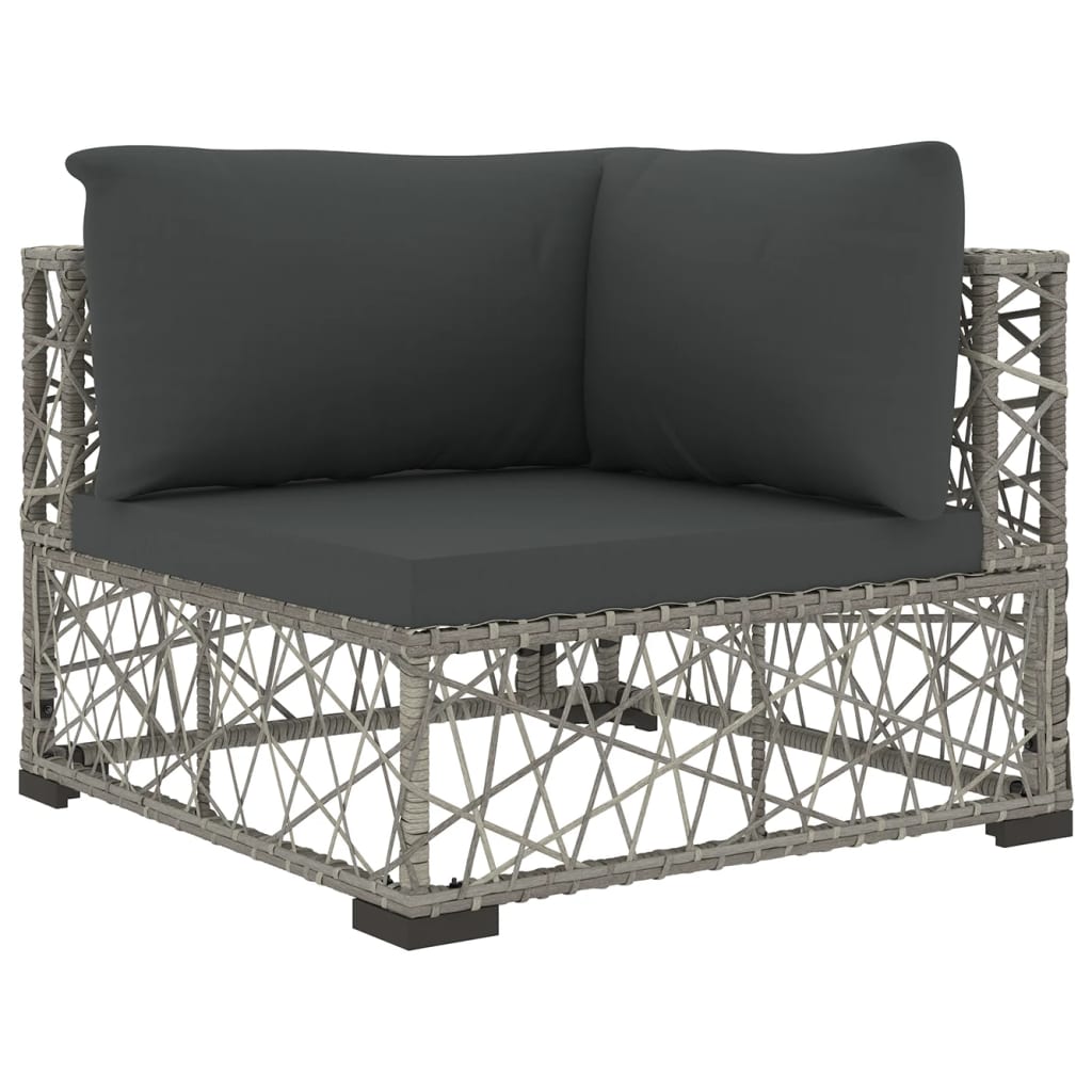 6 Piece Garden Lounge Set with Cushions Poly Rattan Grey - Newstart Furniture