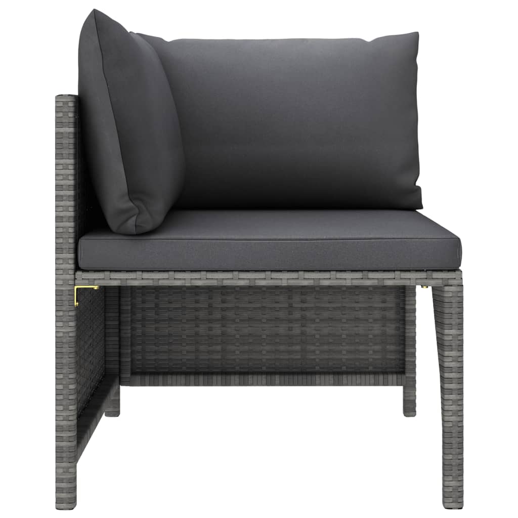 6 Piece Garden Lounge Set with Cushions Poly Rattan Grey - Newstart Furniture