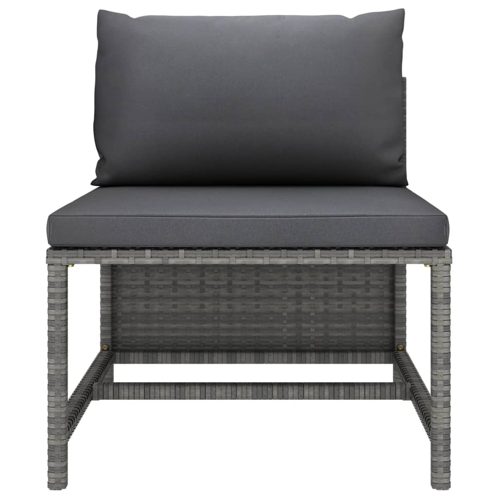 6 Piece Garden Lounge Set with Cushions Poly Rattan Grey - Newstart Furniture