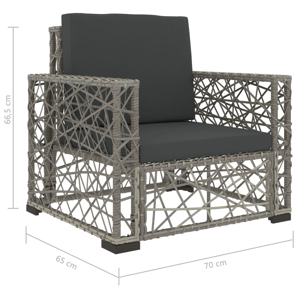 6 Piece Garden Lounge Set with Cushions Poly Rattan Grey - Newstart Furniture