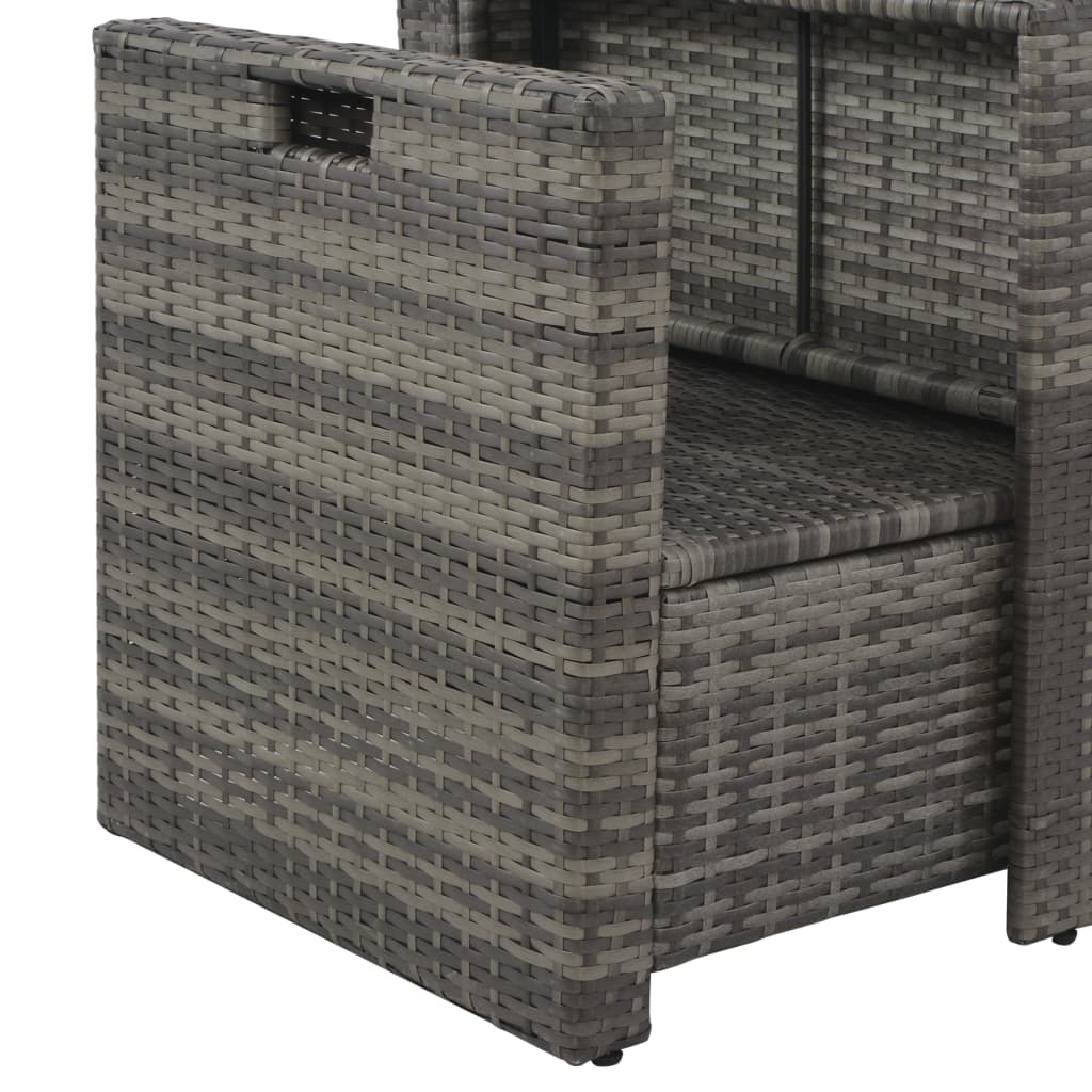 6 Piece Garden Lounge Set with Cushions Poly Rattan Grey - Newstart Furniture