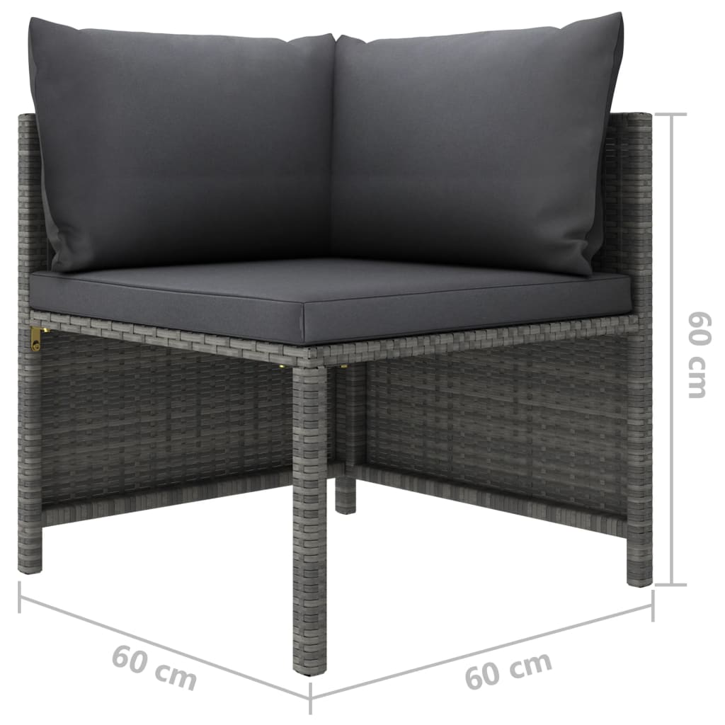 6 Piece Garden Lounge Set with Cushions Poly Rattan Grey - Newstart Furniture