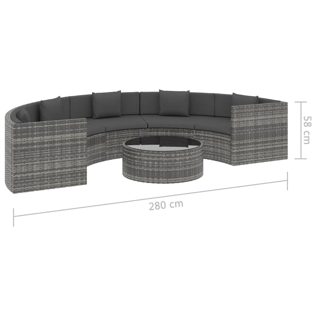 6 Piece Garden Lounge Set with Cushions Poly Rattan Grey - Newstart Furniture