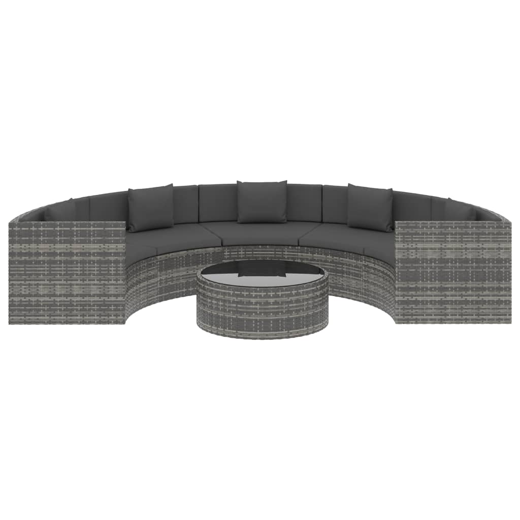 6 Piece Garden Lounge Set with Cushions Poly Rattan Grey - Newstart Furniture