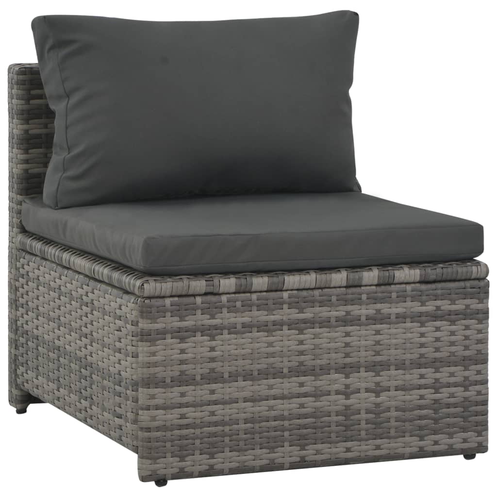 6 Piece Garden Lounge Set with Cushions Poly Rattan Grey - Newstart Furniture