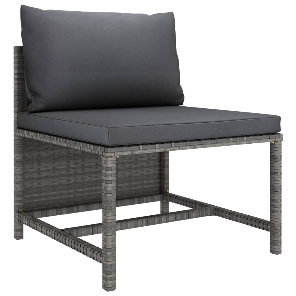 6 Piece Garden Lounge Set with Cushions Poly Rattan Grey - Newstart Furniture