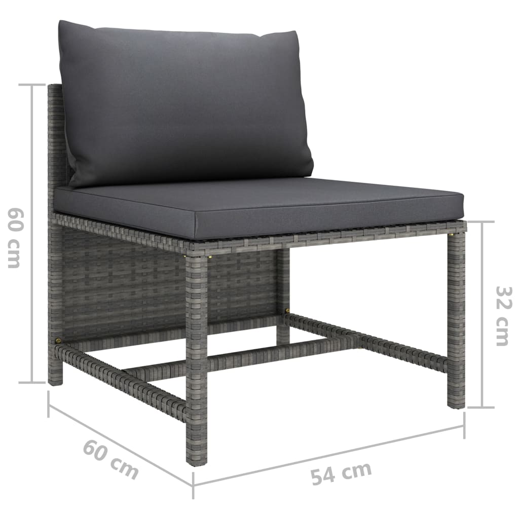 6 Piece Garden Lounge Set with Cushions Poly Rattan Grey - Newstart Furniture