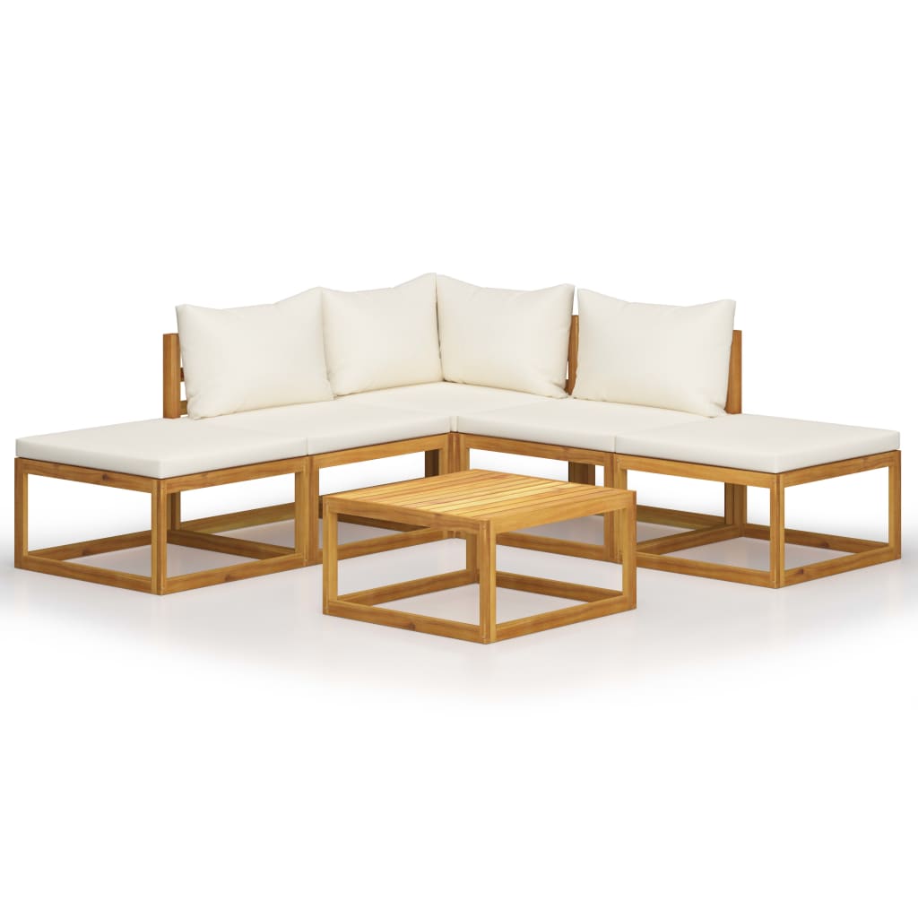 6 Piece Garden Lounge Set with Cushions Solid Acacia Wood - Newstart Furniture