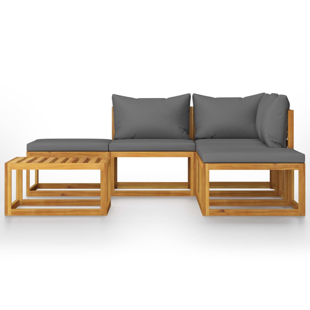 6 Piece Garden Lounge Set with Cushions Solid Acacia Wood - Newstart Furniture