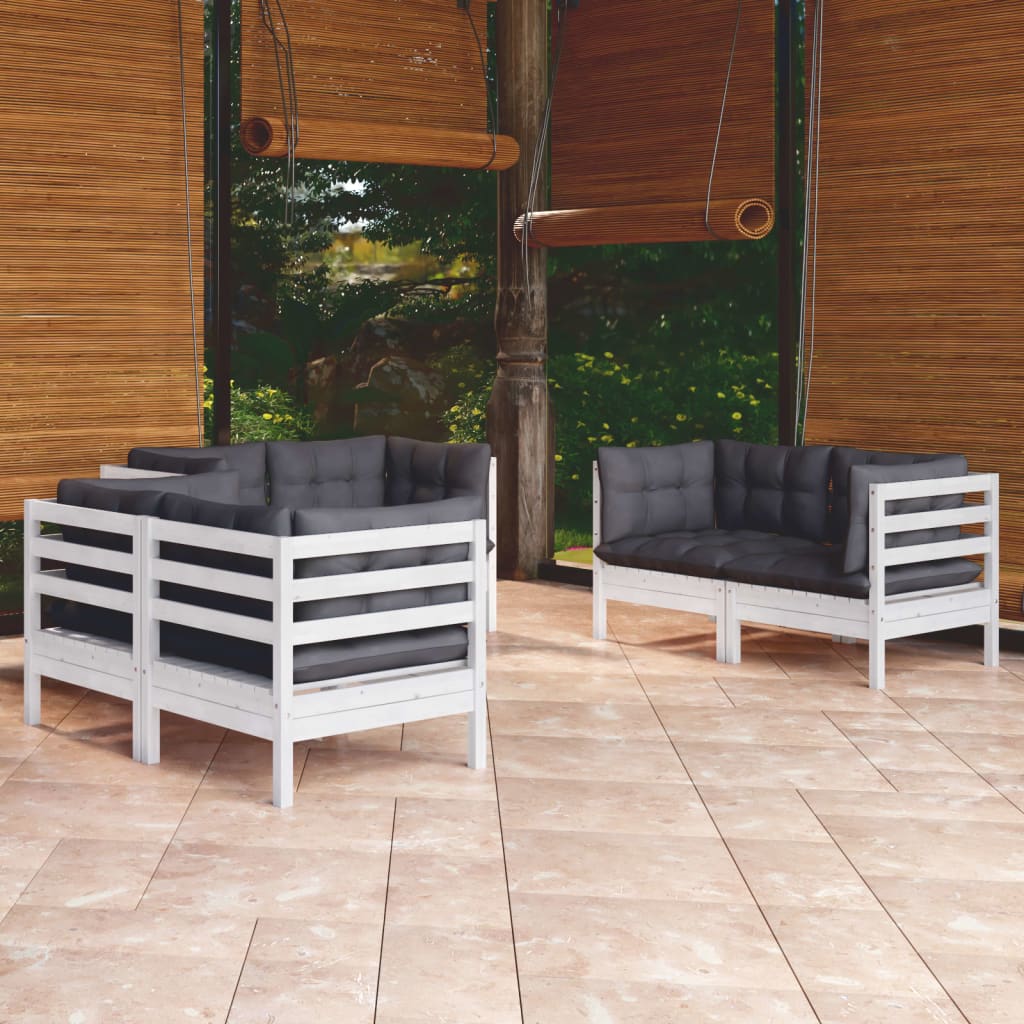 6 Piece Garden Lounge Set with Cushions Solid Pinewood - Newstart Furniture