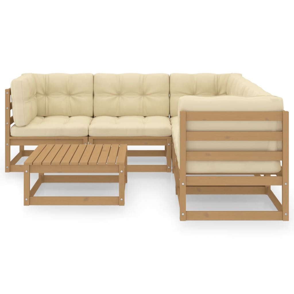 6 Piece Garden Lounge Set with Cushions Solid Pinewood - Newstart Furniture