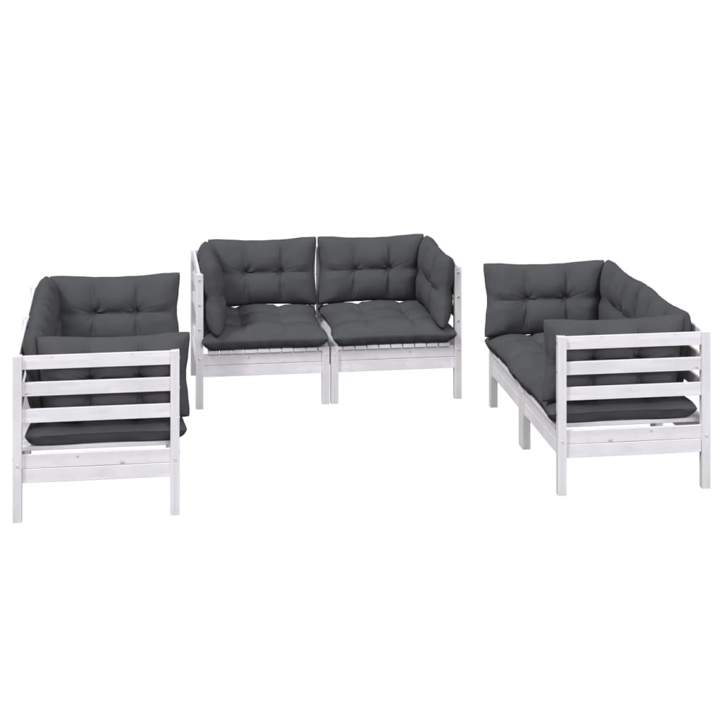 6 Piece Garden Lounge Set with Cushions Solid Pinewood - Newstart Furniture