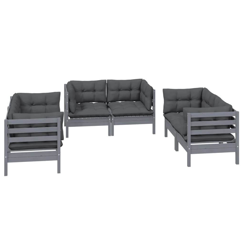 6 Piece Garden Lounge Set with Cushions Solid Pinewood - Newstart Furniture