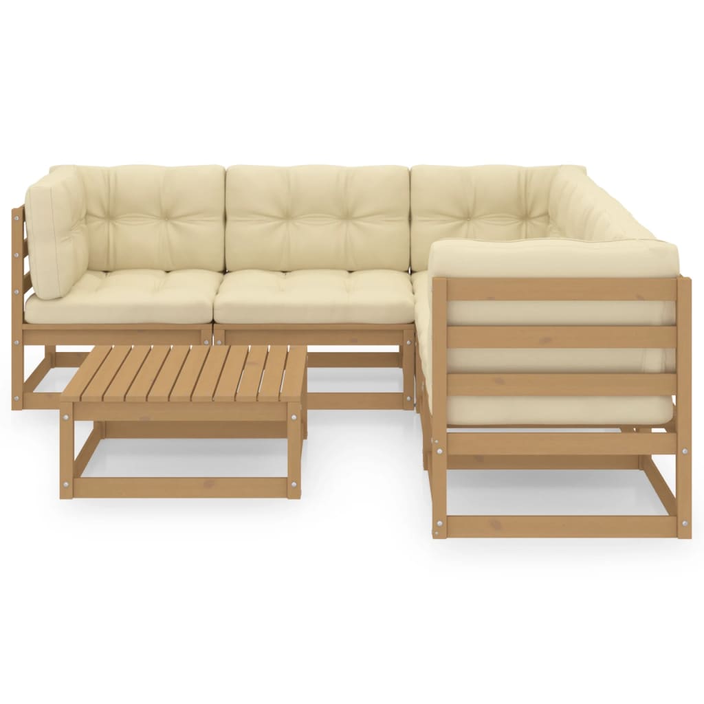 6 Piece Garden Lounge Set with Cushions Solid Pinewood - Newstart Furniture