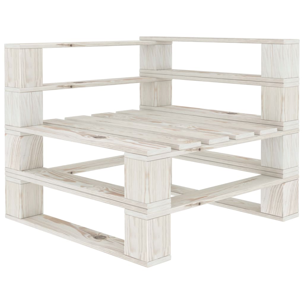 6 Piece Garden Pallet Lounge Set Wood White - Newstart Furniture