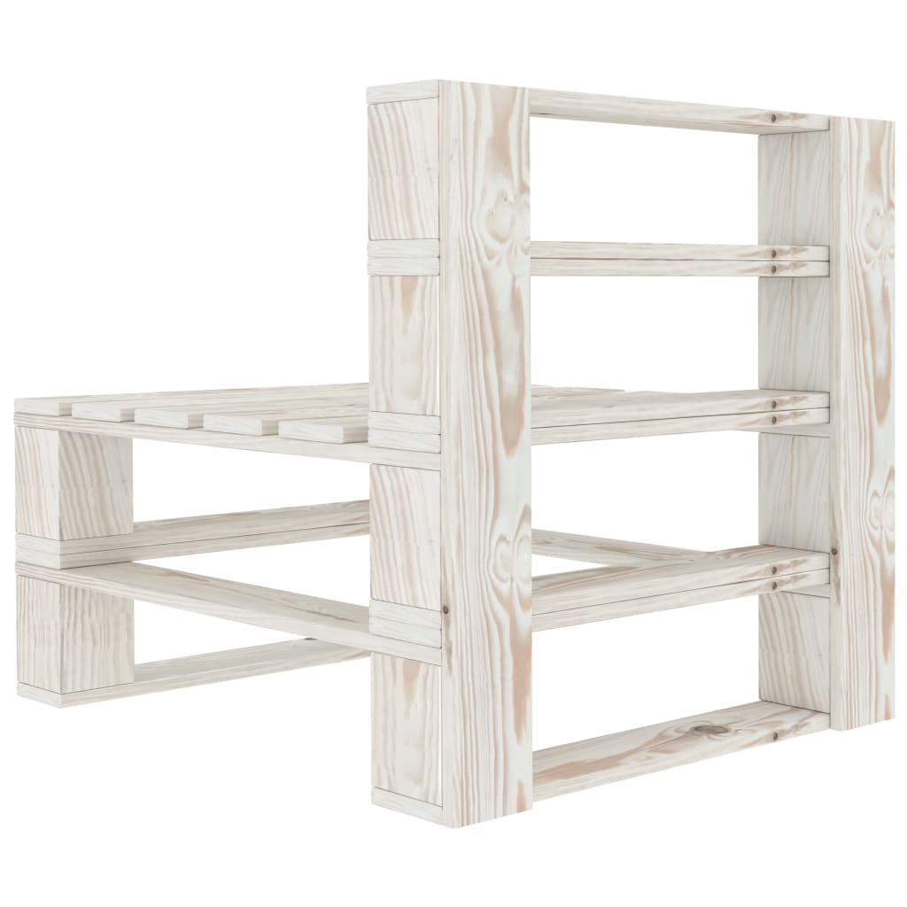 6 Piece Garden Pallet Lounge Set Wood White - Newstart Furniture