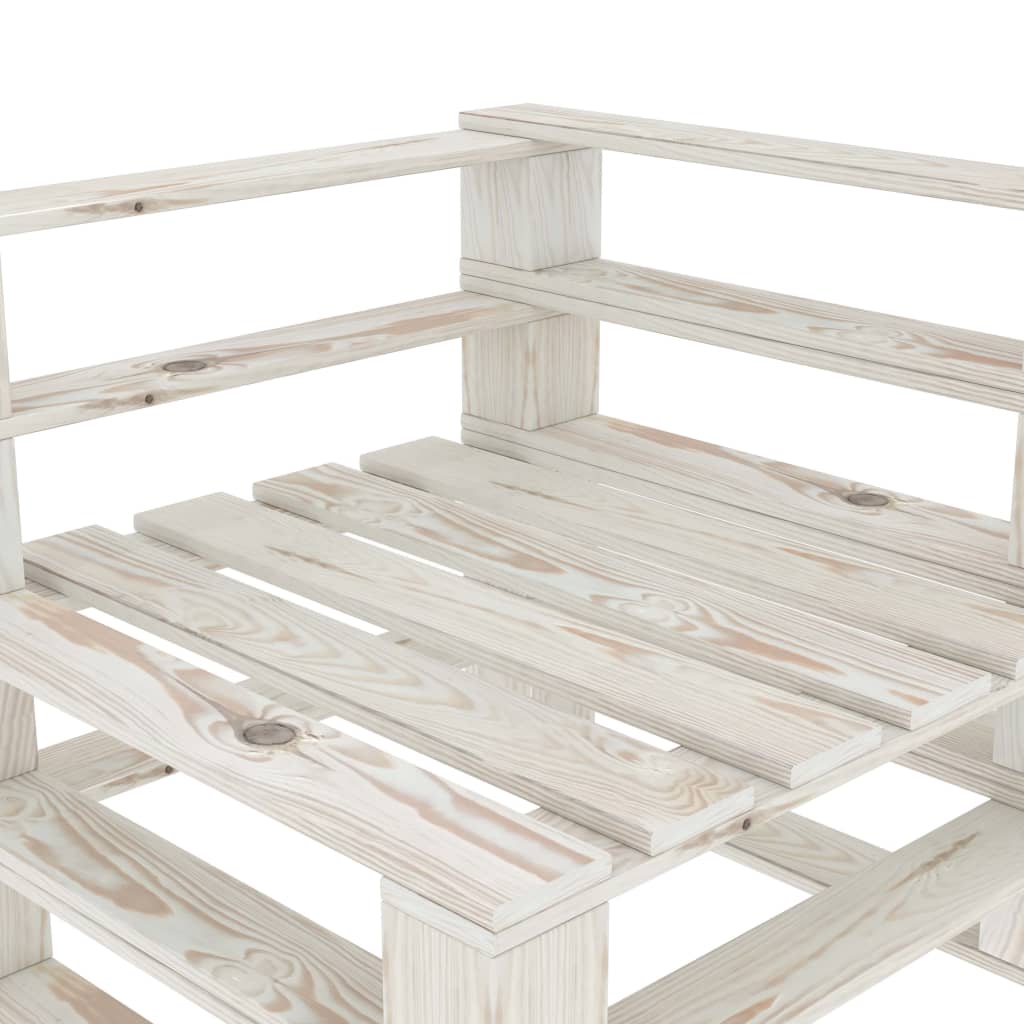 6 Piece Garden Pallet Lounge Set Wood White - Newstart Furniture