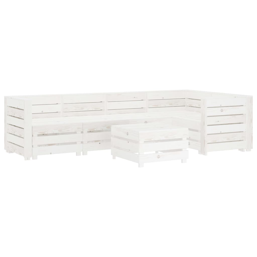 6 Piece Garden Pallet Lounge Set Wood White - Newstart Furniture