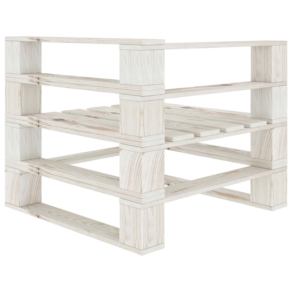 6 Piece Garden Pallet Lounge Set Wood White - Newstart Furniture