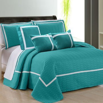 6 piece two tone embossed comforter set queen teal - Newstart Furniture