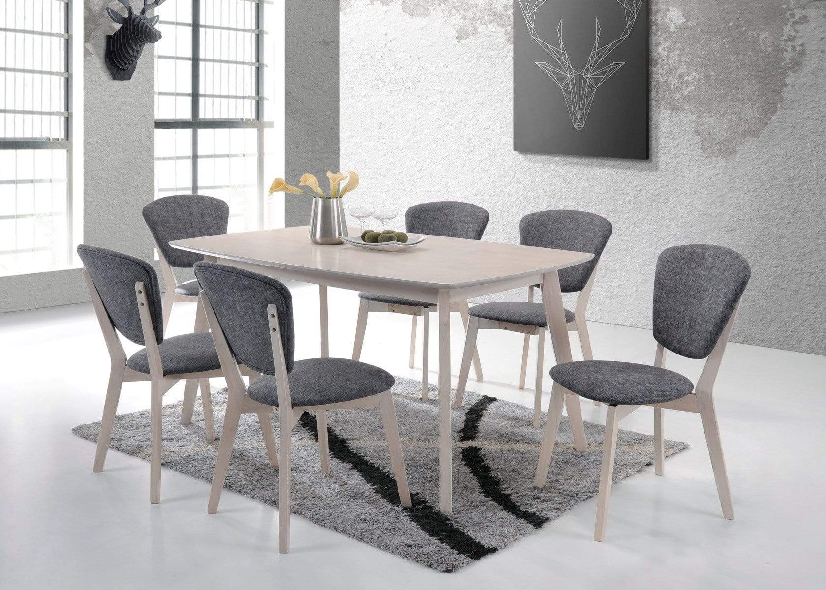 6 Seater Dining Table Solid hardwood White Wash - Newstart Furniture