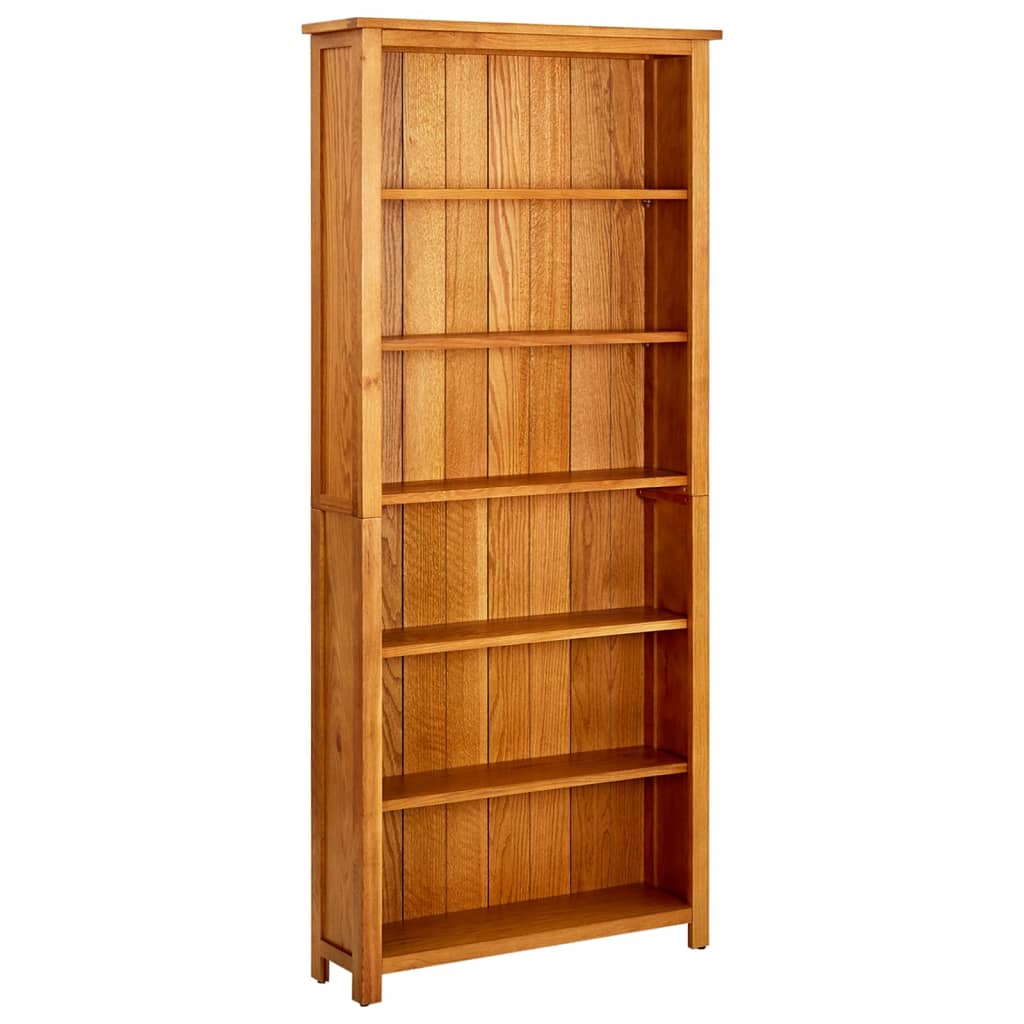 6 - Tier Bookcase 80x22.5x180 cm Solid Oak Wood - Newstart Furniture