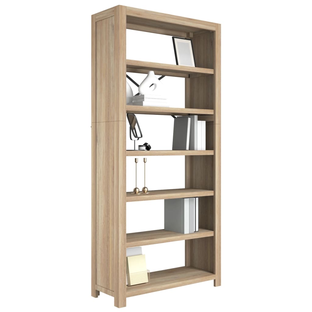 6 - Tier Bookcase 80x30x170 cm Solid Wood Acacia - Newstart Furniture