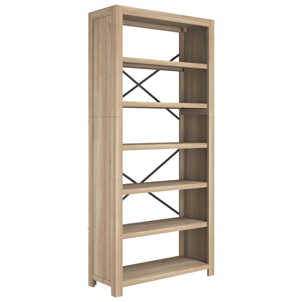 6 - Tier Bookcase 80x30x170 cm Solid Wood Acacia - Newstart Furniture