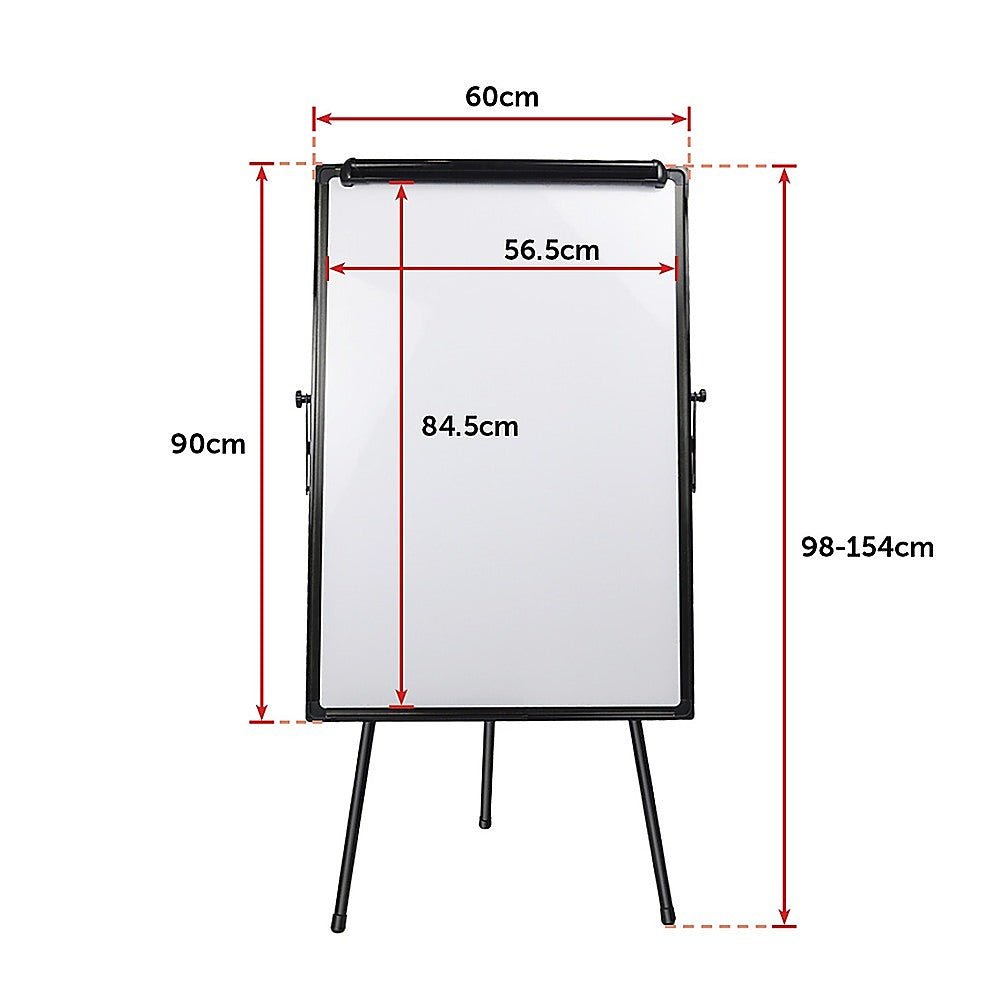 60 x 90cm Magnetic Writing Whiteboard Dry Erase w/ Height Adjustable Tripod Stand - Newstart Furniture