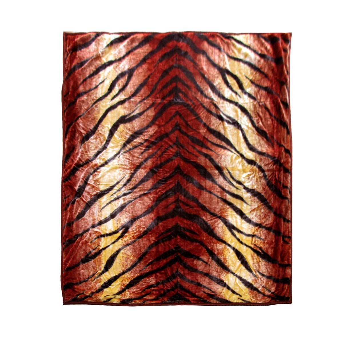 675gsm 2 Ply Animal Print Faux Mink Blanket Queen 200x240 cm Tiger - Newstart Furniture