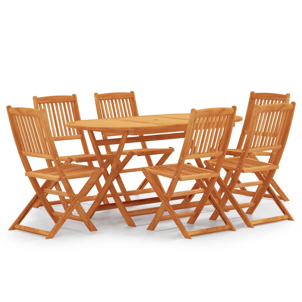 7 Piece Folding Outdoor Dining Set Solid Eucalyptus Wood - Newstart Furniture