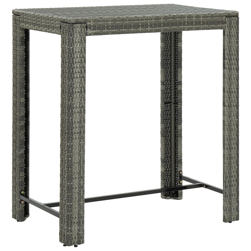 7 Piece Garden Bar Set with Cushions Poly Rattan Grey - Newstart Furniture