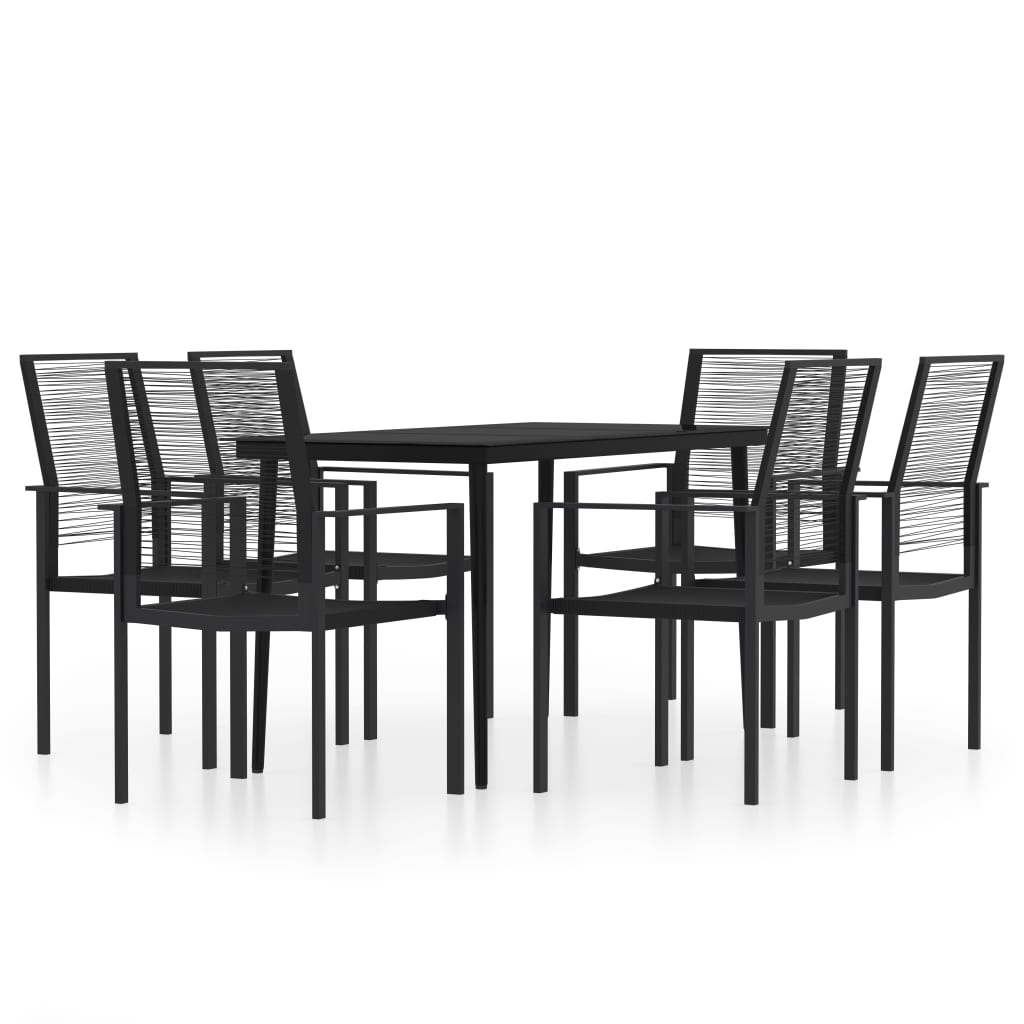 7 Piece Garden Dining Set Black - Newstart Furniture