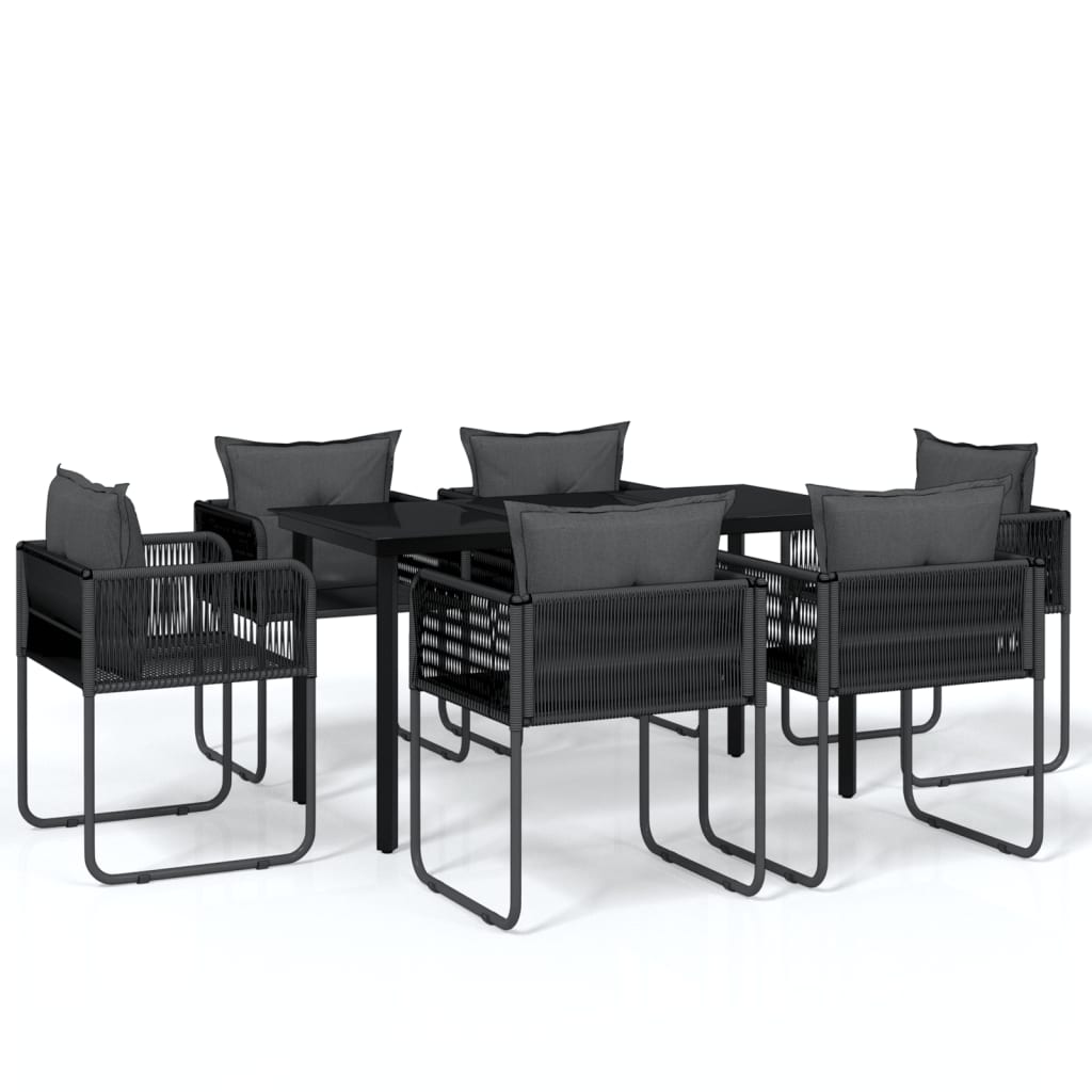 7 Piece Garden Dining Set Black - Newstart Furniture