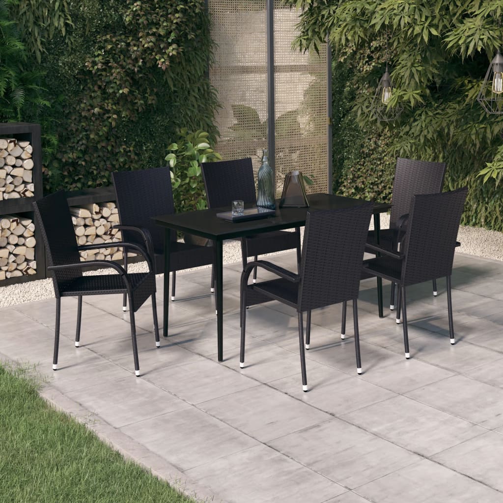 7 Piece Garden Dining Set Black - Newstart Furniture