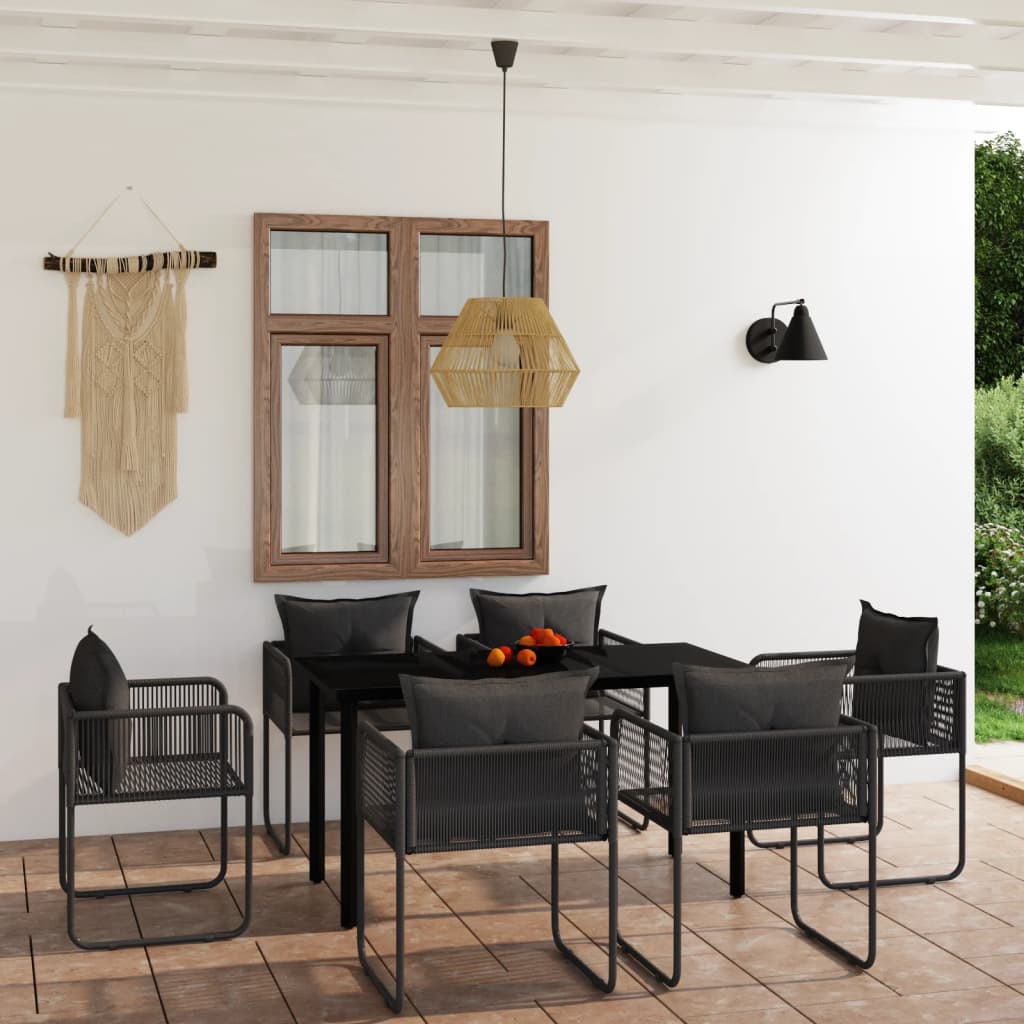 7 Piece Garden Dining Set Black - Newstart Furniture