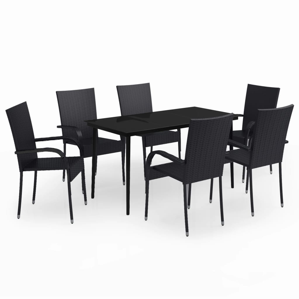 7 Piece Garden Dining Set Black - Newstart Furniture